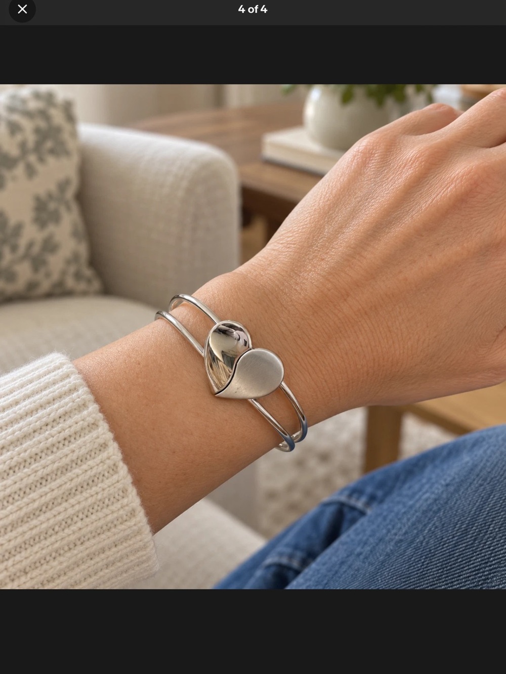 Premier Designs Silver‎ Tone Hinged Heart Bangle